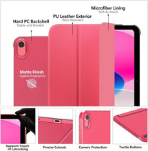 Load image into Gallery viewer, ProElite Cover for Apple iPad (A16) 11th/10th Generation (2025/2022) Cover Case, Transparent Smart case for iPad 11th/10th Gen 2025/2022 (Supports Auto Sleep Wake) with Stylus Pen, Hot Pink