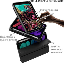 Load image into Gallery viewer, ProElite Cover Case for Apple iPad Mini 6/Mini 7 8.3 inch Case, Smart Flip Case Cover for Apple iPad Mini 6/Mini 7 8.3 inch with Pencil Holder, Dark Green (Transparent Back)