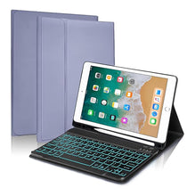 Load image into Gallery viewer, ProElite Keyboard case for Apple iPad 9.7" 5th/6th Gen Air 1/Air 2 Pro 9.7, with Pencil Holder, Magnetic Detachable Wireless Bluetooth Keyboard Built-in 7-Colors Backlit, Lavender