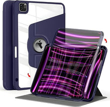 Load image into Gallery viewer, ProElite Cover for iPad Pro 12.9 Cover Case, 360 Degree Rotatable Smart Flip Case Cover for Apple iPad Pro 12.9 inch 2022/2021 6th/5th Gen, Transparent Back with Pencil Holder, Dark Blue