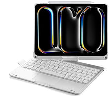 Load image into Gallery viewer, {Refurbished} ProElite 360 Degree Rotatable Wireless Bluetooth TouchPad Keyboard Case Cover for Apple iPad Pro 13 inch 2024/2025 M4/M5, Built-in 7-Colors Backlit, Silver, Silver