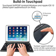 Load image into Gallery viewer, ProElite TouchPad Keyboard case for Apple iPad 10.2" 9th Gen (2021) / 8th Gen / 7th Gen, with Pencil Holder, Magnetic Detachable Wireless Bluetooth TouchPad Keyboard Built-in 7-Colors Backlit, Black