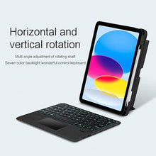 Load image into Gallery viewer, {Refurbished}ProElite Wireless Bluetooth TouchPad Keyboard Case for iPad (A16) 11th/10th Gen 2025/2022, Magnetic Detachable Wireless Bluetooth TouchPad Keyboard Built-in 7-Colors Backlit with Pencil Holder, Black