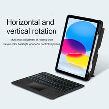 Load image into Gallery viewer, ProElite Wireless Bluetooth TouchPad Keyboard Case for iPad (A16) 11th/10th Gen 2025/2022, Magnetic Detachable Wireless Bluetooth TouchPad Keyboard Built-in 7-Colors Backlit With Pencil Holder, Black