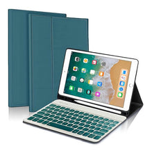 Load image into Gallery viewer, ProElite Keyboard case for Apple iPad 9.7" 5th/6th Gen Air 1/Air 2 Pro 9.7, with Pencil Holder, Magnetic Detachable Wireless Bluetooth Keyboard Built-in 7-Colors Backlit, Dark Green