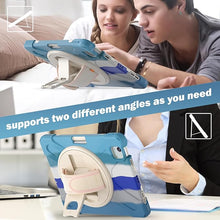 Load image into Gallery viewer, ProElite Cover for Apple iPad Air 13 inch M3/M2 2025/2024 Case, Rugged 3 Layer Armor case for Apple iPad Air 13 M3/M2 2025/2024 with Apple Pencil Holder, Hand Grip and Rotating KickStand, Rainbow Blue