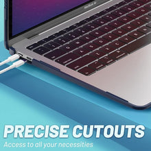 Load image into Gallery viewer, ProElite Transparent Case for MacBook Air 13" M2 2025/2024 M1 2021 2020 Release A2337 A2179 A1932 Model Touch ID, Heavy Duty Honeycomb Hard Shell with Slim TPU Bumper and Fold Kickstand, Dark Blue