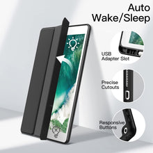 Load image into Gallery viewer, ProElite Smart Flip Case Cover for Apple iPad 10.2 inch 2021 9th/8th/7th Gen, Clear Soft Back with Pencil Holder, Black