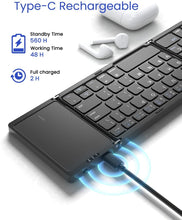 Load image into Gallery viewer, ProElite PBK05 Portable Wireless Bluetooth Keyboard with Larger TouchPad Pocket-Sized Travel Keyboard for MacOS/iOS,Android,Windows sync up to 3 Devices, Black