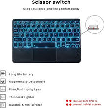 Load image into Gallery viewer, ProElite TouchPad Keyboard case for Galaxy Tab S10 Lite/S9 FE/S10 FE 10.9"/S9 11" with S Pen Holder, Magnetic Detachable Wireless Bluetooth TouchPad Keyboard Built-in 7-Colors Backlit, Dark Blue