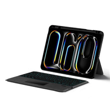 Load image into Gallery viewer, ProElite Wireless Bluetooth TouchPad Keyboard Case for iPad Pro 11 inch M4/M5 2024/2025, Magnetic Detachable Wireless TouchPad Keyboard Case with Apple Pencil Holder & Built-in 7-Colors Backlit, Black