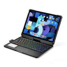 Load image into Gallery viewer, ProElite Rotatable Bluetooth TouchPad Keyboard case Cover for Apple iPad Air 11 inch M3/M2 2025/2024, Pro 11 inch 4th/3rd Gen 2022/2021 & Air 5th/4th Gen 10.9 inch, Built-in 7-Colors Backlit, Black
