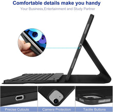 Load image into Gallery viewer, ProElite Keyboard case for iPad Air 11 M3/M2 2025/2024/Pro 11" 4th/3rd Gen & Air 5th/4th Gen 10.9" with Pencil Holder, Magnetic Detachable Wireless Bluetooth Keyboard Built-in 7-Colors Backlit, Black