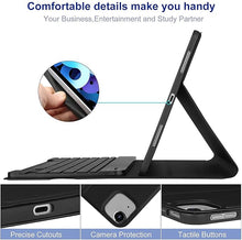 Load image into Gallery viewer, {Refurbished} ProElite Keyboard case for iPad Air 11 M3/M2 2025/2024/Pro 11" 4th/3rd Gen & Air 5th/4th Gen 10.9" with Pencil Holder, Magnetic Detachable Wireless Bluetooth Keyboard Built-in 7-Colors Backlit, Black
