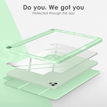 Load image into Gallery viewer, ProElite Case for iPad Air 11 Inch M3/M2 2025/2024, iPad Air 10.9 inch 5th/4th Gen & iPad Pro 11 inch 4th/3rd Gen 2022 case Cover, Transparent Smart Flip Cover with Pencil Holder, Light Green