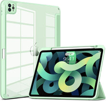 Load image into Gallery viewer, ProElite Case for iPad Air 11 Inch M3/M2 2025/2024, iPad Air 10.9 inch 5th/4th Gen & iPad Pro 11 inch 4th/3rd Gen 2022 case Cover, Transparent Smart Flip Cover with Pencil Holder, Light Green