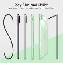 Load image into Gallery viewer, ProElite Case for iPad Air 11 Inch M3/M2 2025/2024, iPad Air 10.9 inch 5th/4th Gen & iPad Pro 11 inch 4th/3rd Gen 2022 case Cover, Transparent Smart Flip Cover with Pencil Holder, Light Green