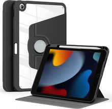Load image into Gallery viewer, ProElite 360 Degree Rotatable Smart Flip Case Cover for Apple iPad 10.2 inch 9th/8th/7th Generation, Transparent Back with Pencil Holder, Black