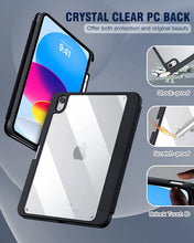 Load image into Gallery viewer, ProElite Case Cover for Apple iPad (A16) 11th/10th Generation (2025/2022), Transparent case Cover with Pencil Holder for iPad 11th/10th Gen 2025/2022, Black