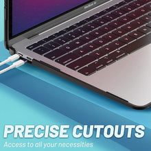 Load image into Gallery viewer, ProElite Transparent Case for MacBook Air 13 inch M2 2025/2024 M1 2021 2020 Release A2337 A2179 A1932 Model Touch ID, Heavy Duty Honeycomb Hard Shell with Slim TPU Bumper and Fold Kickstand, Black