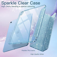 Load image into Gallery viewer, ProElite Case for iPad Air 11 Inch M4/M3/M2, iPad Air 10.9 inch 5th/4th Gen case Cover, Transparent Smart Flip Cover with Pencil Holder, Glittering Dark Blue