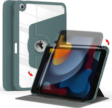 Load image into Gallery viewer, ProElite Cover for iPad 10.2 Cover Case, 360 Degree Rotatable Smart Flip Case Cover for Apple iPad 10.2 inch 9th/8th/7th Generation, Transparent Back with Pencil Holder, Dark Green