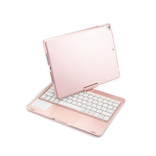 Load image into Gallery viewer, ProElite Rotatable Wireless Bluetooth TouchPad Keyboard flip case Cover for Apple iPad 10.2 inch 9th/8th/7th Generation, Built-in 7-Colors Backlit, Rose Gold