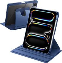 Load image into Gallery viewer, ProElite Rotating Case for Apple iPad Pro 13 inch 2024/2025 M4/M5 with Pencil Holder, 360 Degree Rotation Protective Stand Cover Clear Back for iPad Pro 13 2024/2025 M4/M5, Auto Wake/Sleep, Dark Blue