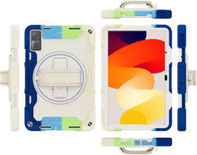 Load image into Gallery viewer, ProElite for Redmi Pad SE case, Rugged 3 Layer Armor case cover for Redmi Pad SE 11 inch with Hand Grip and Rotating KickStand with Shoulder Strap, Rainbow Blue