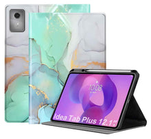 Load image into Gallery viewer, ProElite Book Case Cover for Lenovo Idea Tab Plus 12.1 inch 2025,Smart flip case Book Cover for Lenovo Idea Tab Plus 12.1 inch 2025 Tablet with Pen Holder, Marble Green