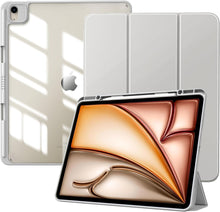 Load image into Gallery viewer, ProElite Case Cover for Apple iPad Air 13 inch M3/M2 2025/2024 Cover, Transparent Smart Flip Cover for iPad Air 13 inch M3/M2 2025/2024 with Pencil Holder, Grey