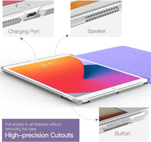 Load image into Gallery viewer, ProElite Smart Flip Case Cover for Apple iPad 10.2" 9th Gen (2021) 8th Gen/7th Gen, with Stylus Pen, Translucent & Hard Back, Purple