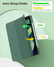 Load image into Gallery viewer, ProElite Case for iPad Air 11 Inch M3/M2 2025/2024, iPad Air 10.9 inch 5th/4th Gen & iPad Pro 11 inch 4th/3rd Gen 2022 case Cover, Transparent Smart Flip Cover with Pencil Holder, Dark Green