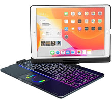 Load image into Gallery viewer, {Refurbished} ProElite Rotatable Wireless Bluetooth TouchPad Keyboard flip case Cover for Apple iPad 10.2 inch 9th/8th/7th Generation, Built-in 7-Colors Backlit, Black