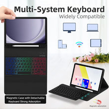Load image into Gallery viewer, ProElite Keyboard case Cover for Samsung Galaxy Tab A11 8.7 inch/A9 8.7 inch, Magnetic Detachable Wireless Bluetooth Keyboard Case with S Pen Holder Built-in 7-Colors Backlit, Black