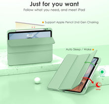 Load image into Gallery viewer, ProElite Case for iPad Air 11 Inch M3/M2 2025/2024, iPad Air 10.9 inch 5th/4th Gen & iPad Pro 11 inch 4th/3rd Gen 2022 case Cover, Transparent Smart Flip Cover with Pencil Holder, Light Green