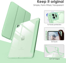 Load image into Gallery viewer, ProElite Case for iPad Air 11 Inch M3/M2 2025/2024, iPad Air 10.9 inch 5th/4th Gen & iPad Pro 11 inch 4th/3rd Gen 2022 case Cover, Transparent Smart Flip Cover with Pencil Holder, Light Green