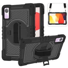 Load image into Gallery viewer, ProElite for Redmi Pad SE case, Rugged 3 Layer Armor case Cover for Redmi Pad SE 11 inch with Hand Grip and Rotating Kickstand with Shoulder Strap, Black