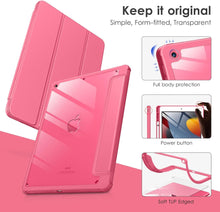 Load image into Gallery viewer, ProElite Case Cover for Apple iPad 10.2 inch Case, Smart Flip Case Cover for Apple iPad 10.2 inch 2021 9th/8th/7th Gen, Clear Soft Back with pencil holder, Hot Pink