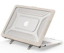 Load image into Gallery viewer, ProElite Transparent Case for MacBook Air 13 inch M2 2025/2024 M1 2021 2020 Release A2337 A2179 A1932 Model Touch ID,Heavy Duty Honeycomb Hard Shell with Slim TPU Bumper and Fold Kickstand, Stone
