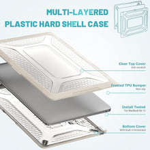 Load image into Gallery viewer, ProElite Transparent Case for MacBook Air 13 inch M2 2025/2024 M1 2021 2020 Release A2337 A2179 A1932 Model Touch ID,Heavy Duty Honeycomb Hard Shell with Slim TPU Bumper and Fold Kickstand, Stone