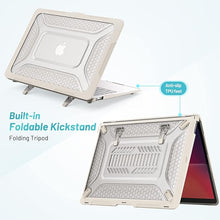 Load image into Gallery viewer, ProElite Transparent Case for MacBook Air 13 inch M2 2025/2024 M1 2021 2020 Release A2337 A2179 A1932 Model Touch ID,Heavy Duty Honeycomb Hard Shell with Slim TPU Bumper and Fold Kickstand, Stone
