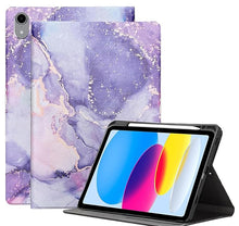 Load image into Gallery viewer, ProElite Book Cover Case for Apple iPad (A16) 11th/10th Generation (2025/2022) Cover, Smart Flip Case Book Cover for Apple iPad 11th/10th 2025/2022 Generation with Pencil Holder, Marble Purple