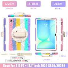 Load image into Gallery viewer, ProElite Cover for Samsung Galaxy Tab S10 FE Plus 13.1 inch, Rugged 3 Layer Armor case for Samsung Galaxy Tab S10 FE Plus 13.1 inch with Rotating Kickstand, Rainbow Pink