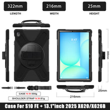 Load image into Gallery viewer, ProElite Cover for Samsung Galaxy Tab S10 FE Plus 13.1 inch, Rugged 3 Layer Armor case for Samsung Galaxy Tab S10 FE Plus 13.1 inch with Rotating Kickstand, Black