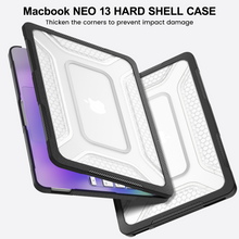 Load image into Gallery viewer, ProElite Transparent Case for MacBook Neo 13 inch 2026 Model Touch ID, Heavy Duty Honeycomb Hard Shell with Slim TPU Bumper and Fold Kickstand, Black