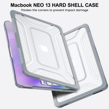 Load image into Gallery viewer, ProElite Transparent Case for MacBook Neo 13 inch 2026 Model Touch ID, Heavy Duty Honeycomb Hard Shell with Slim TPU Bumper and Fold Kickstand, Grey