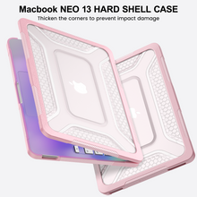 Load image into Gallery viewer, ProElite Transparent Case for MacBook Neo 13 inch 2026 Model Touch ID, Heavy Duty Honeycomb Hard Shell with Slim TPU Bumper and Fold Kickstand, Pink