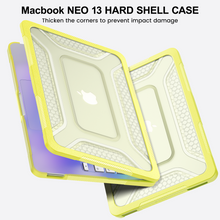 Load image into Gallery viewer, ProElite Transparent Case for MacBook Neo 13 inch 2026 Model Touch ID, Heavy Duty Honeycomb Hard Shell with Slim TPU Bumper and Fold Kickstand, Yellow