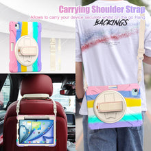 Load image into Gallery viewer, ProElite Cover for Apple iPad Air 13 inch M3/M2 2025/2024 Case, Rugged 3 Layer Armor case for Apple iPad Air 13 M3/M2 2025/2024 with Apple Pencil Holder, Hand Grip and Rotating KickStand, Rainbow Pink